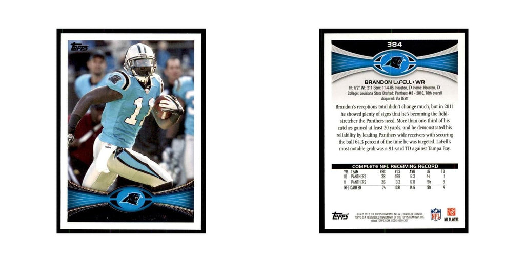2012 Topps Brandon LaFell Football Cards #384