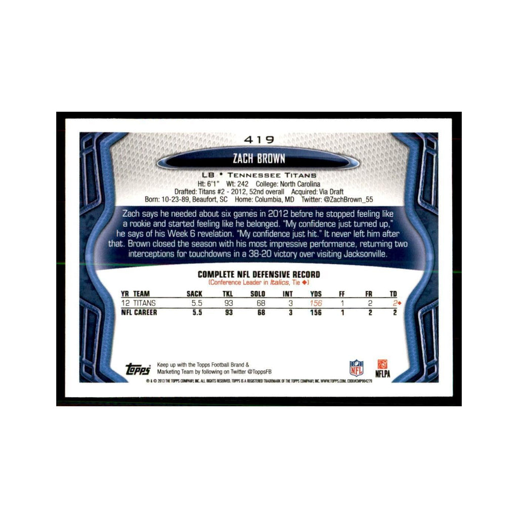 2013 Topps Zach Brown Football Cards #419