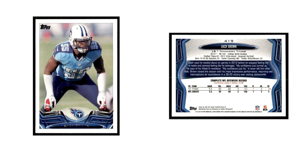 2013 Topps Zach Brown Football Cards #419