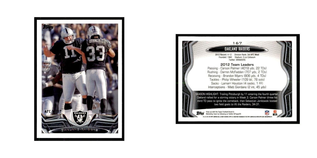 2013 Topps Oakland Raiders Football Cards #167