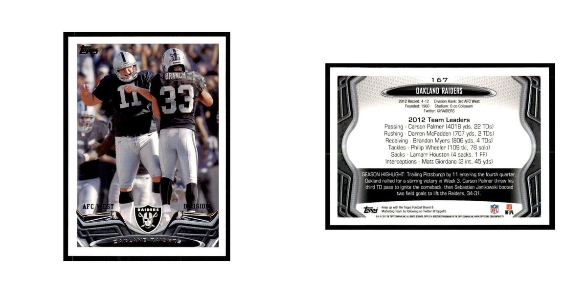 2013 Topps Oakland Raiders Football Cards #167