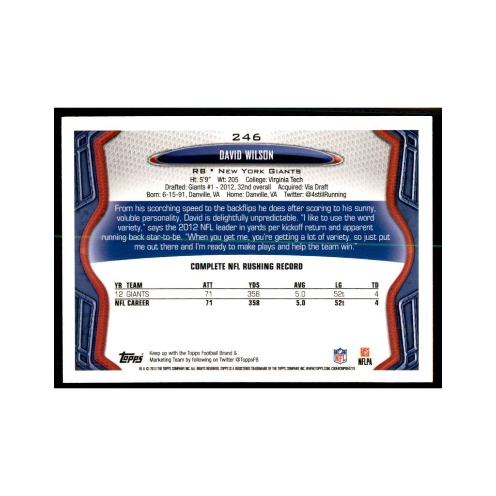 2013 Topps David Wilson Football Cards #246
