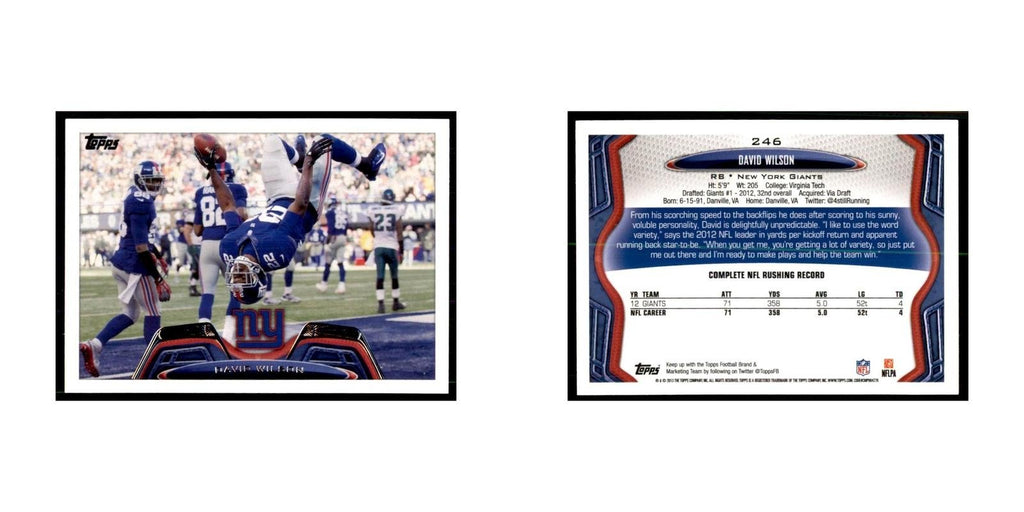 2013 Topps David Wilson Football Cards #246