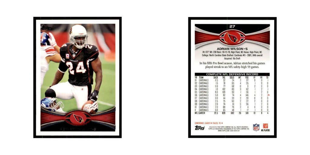 2012 Topps Adrian Wilson Football Cards #27