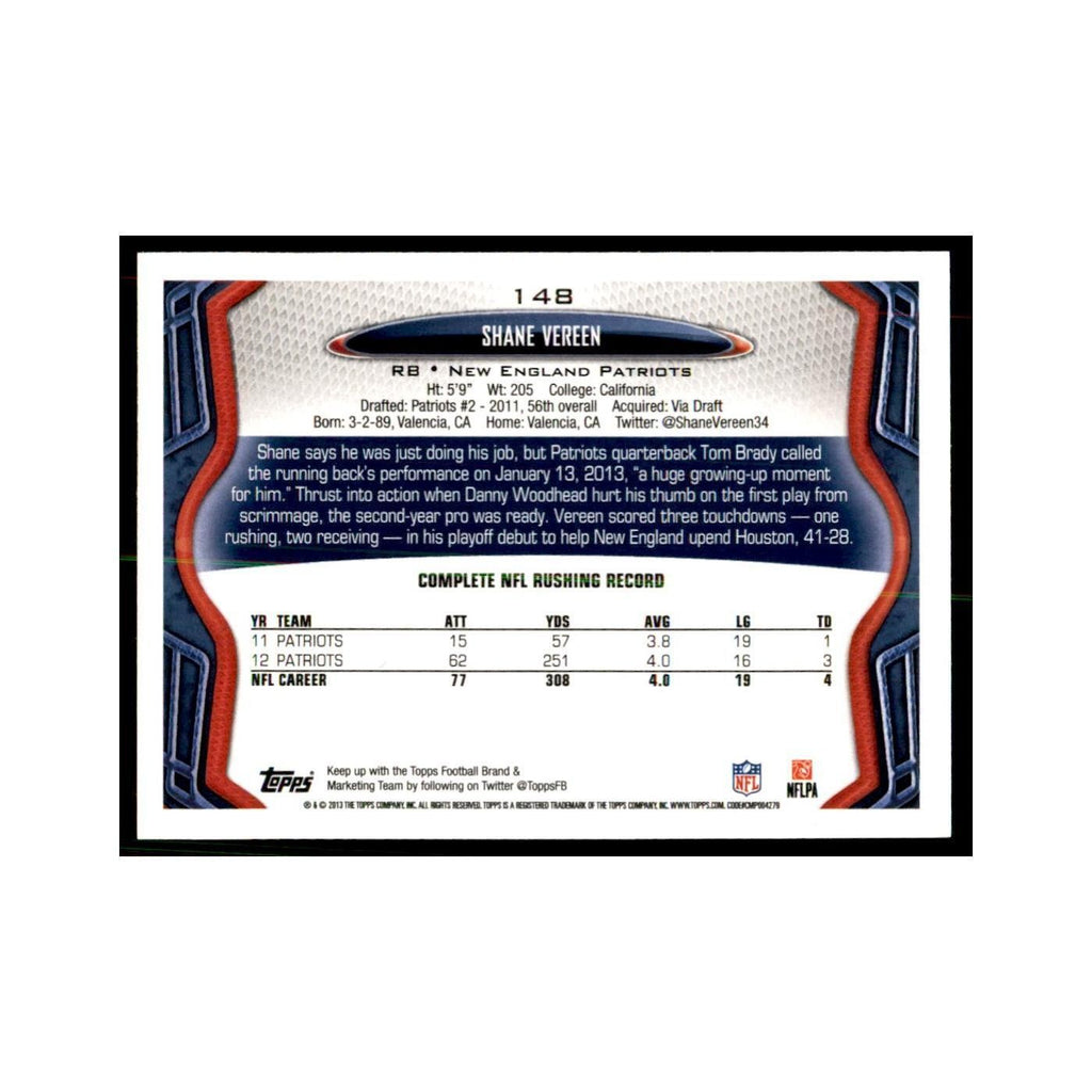 2013 Topps Shane Vereen Football Cards #148