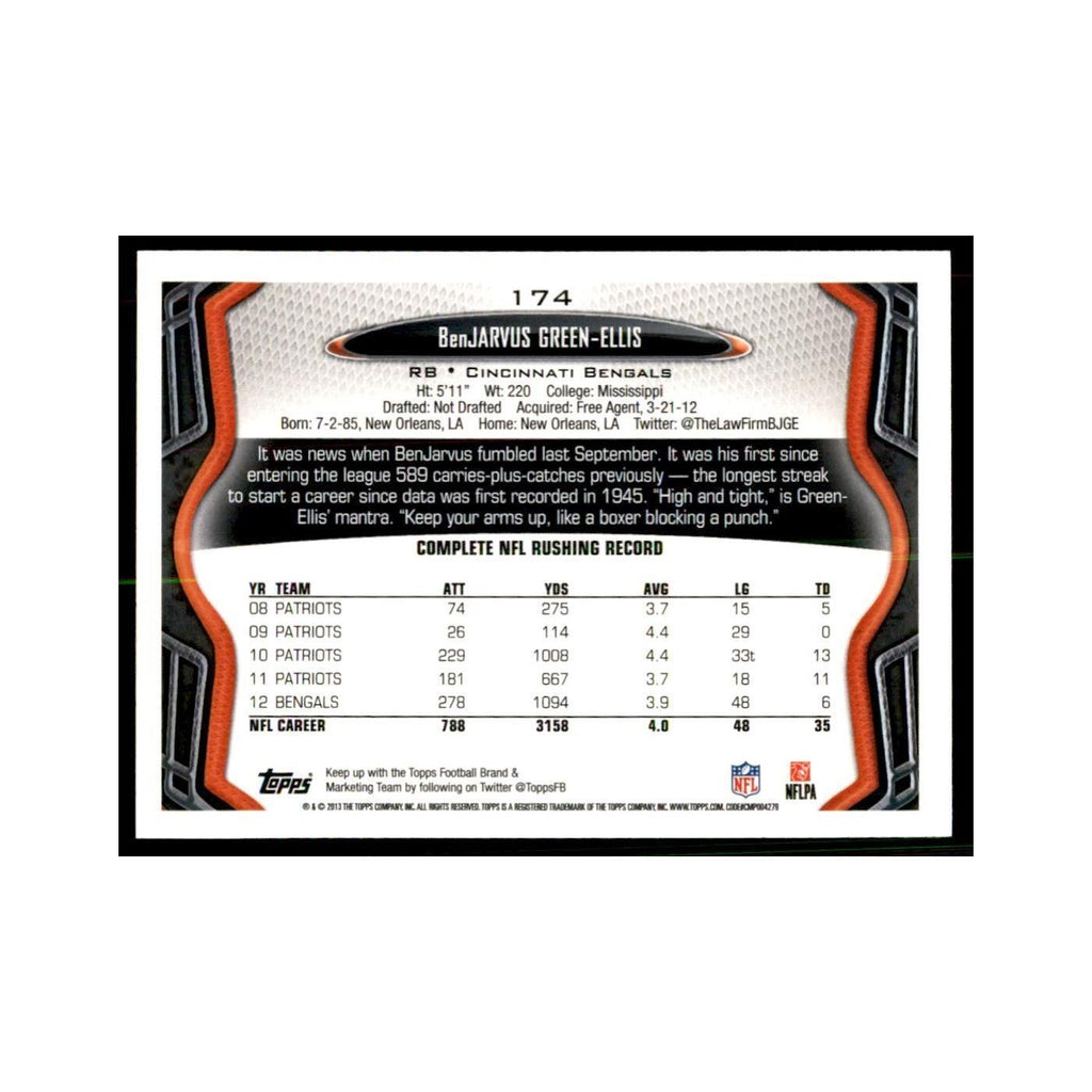 2013 Topps BenJarvus Green-Ellis Football Cards #174
