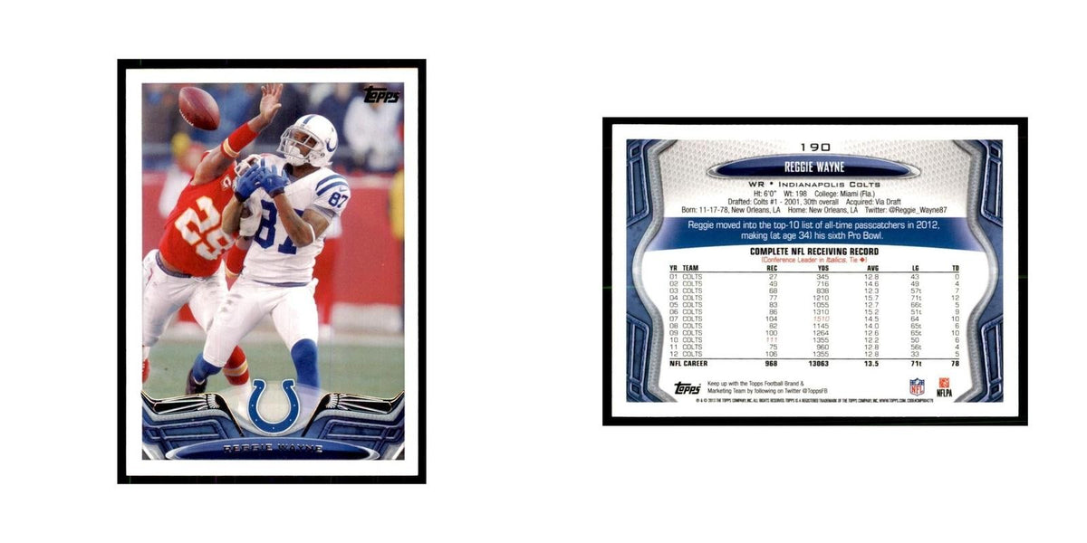 2013 Topps Reggie Wayne Football Cards #190