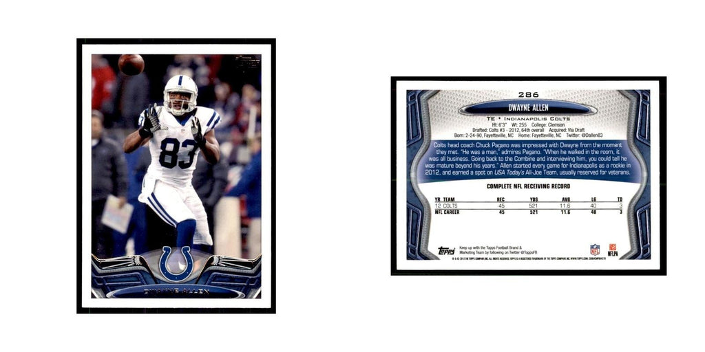 2013 Topps Dwayne Allen Football Cards #286