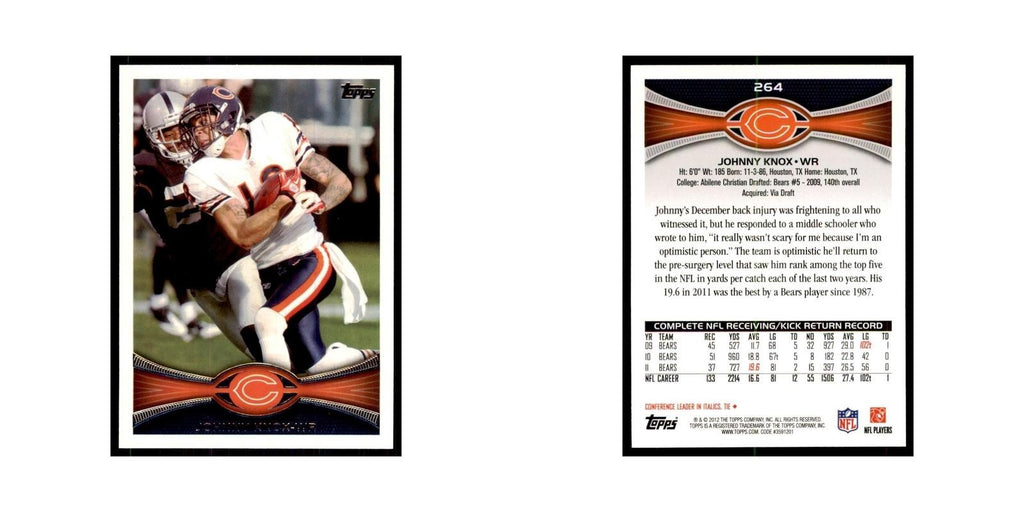 2012 Topps Johnny Knox Football Cards #264