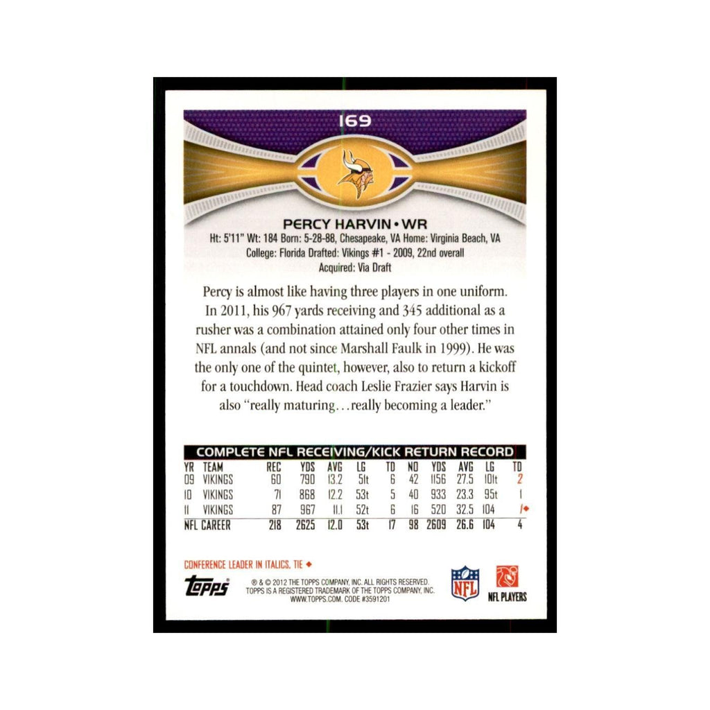 2012 Topps Percy Harvin Football Cards #169