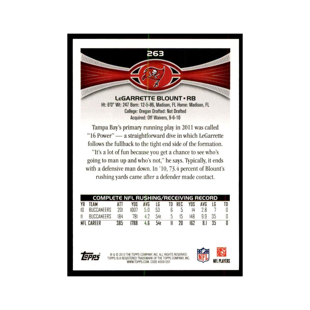 2012 Topps LeGarrette Blount Football Cards #263