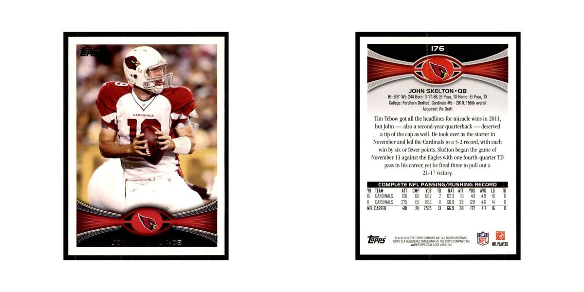 2012 Topps John Skelton Football Cards #176