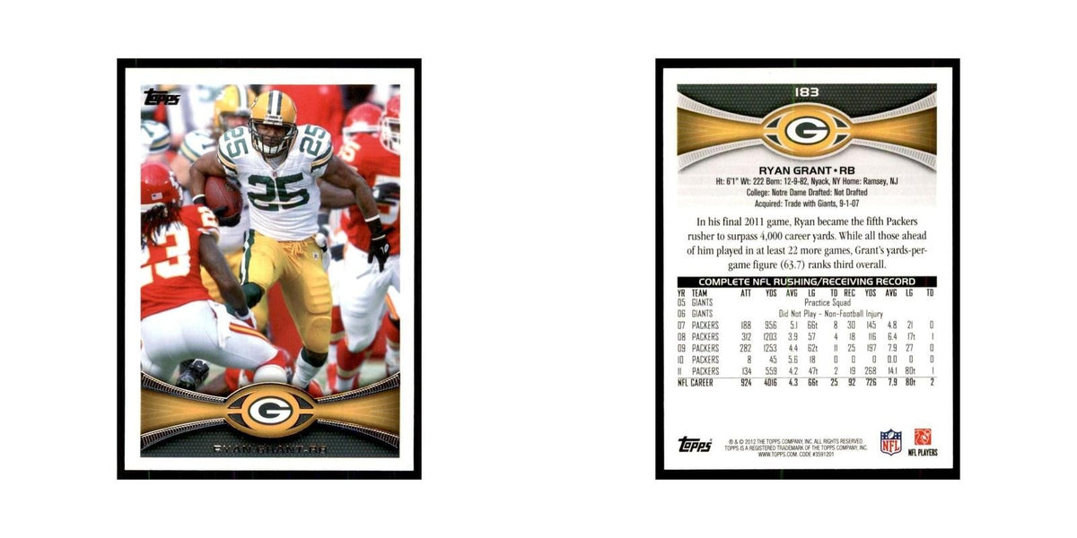 2012 Topps Ryan Grant Football Cards #183