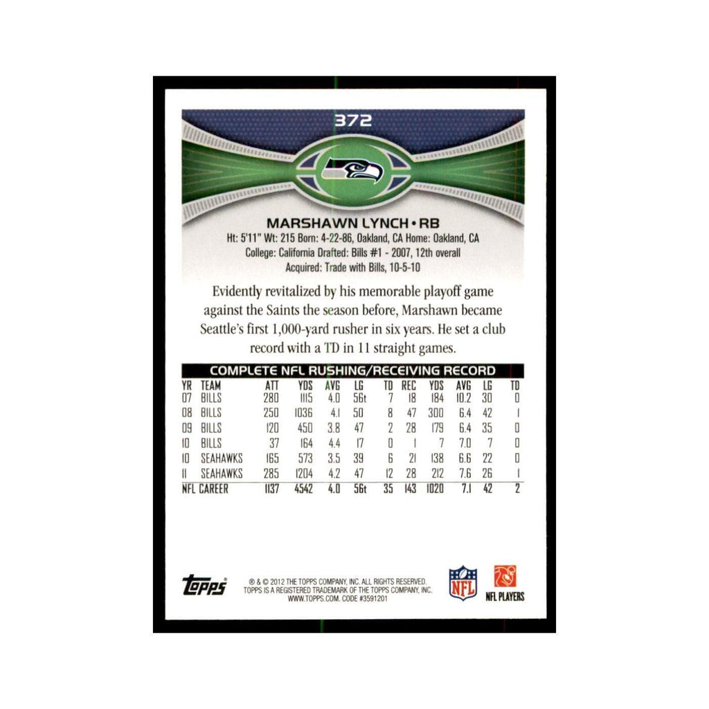 2012 Topps Marshawn Lynch Football Cards #372