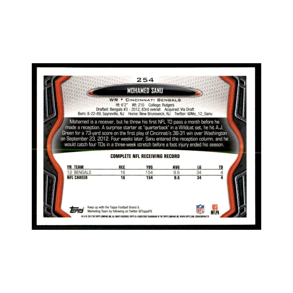 2013 Topps Mohamed Sanu Football Cards #254