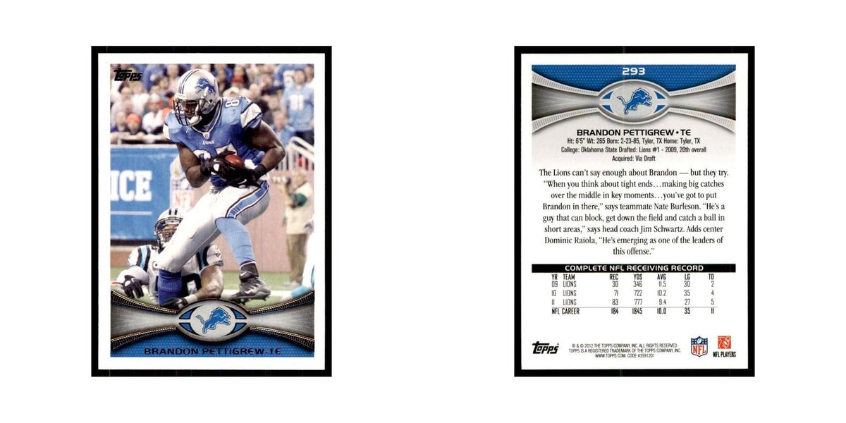 2012 Topps Brandon Pettigrew Football Cards #293