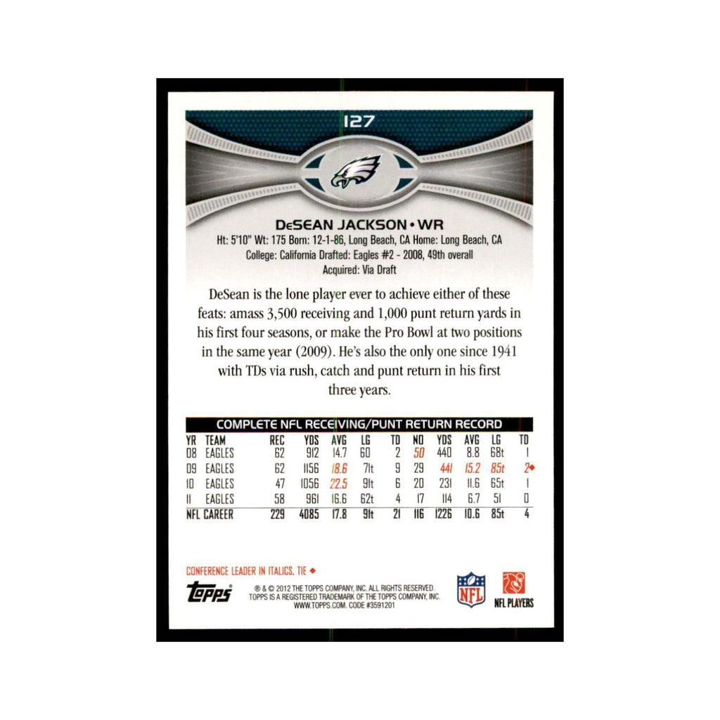 2012 Topps DeSean Jackson Football Cards #127