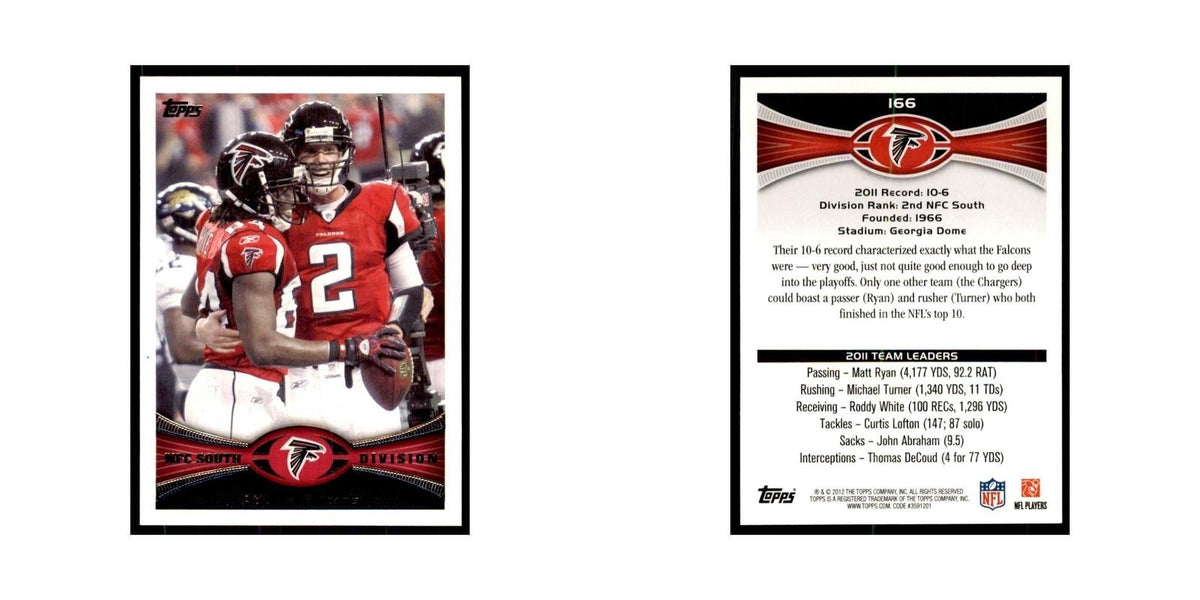 2012 Topps Falcons Football Cards #166