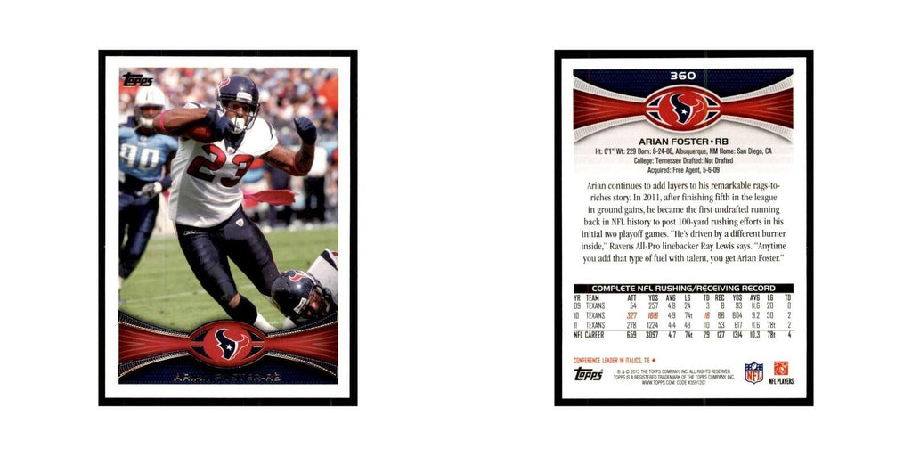 2012 Topps Arian Foster Football Cards #360