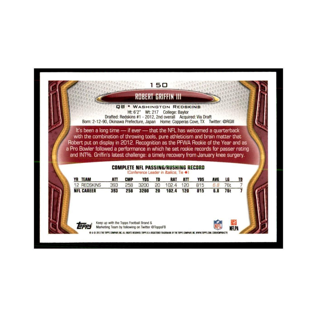2013 Topps Robert Griffin III Football Cards #150