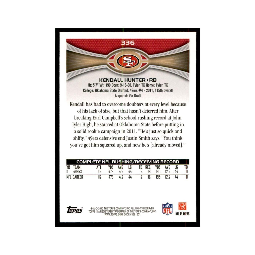 2012 Topps Kendall Hunter Football Cards #336