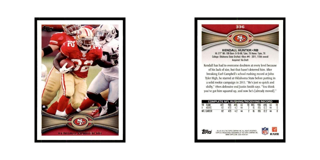 2012 Topps Kendall Hunter Football Cards #336