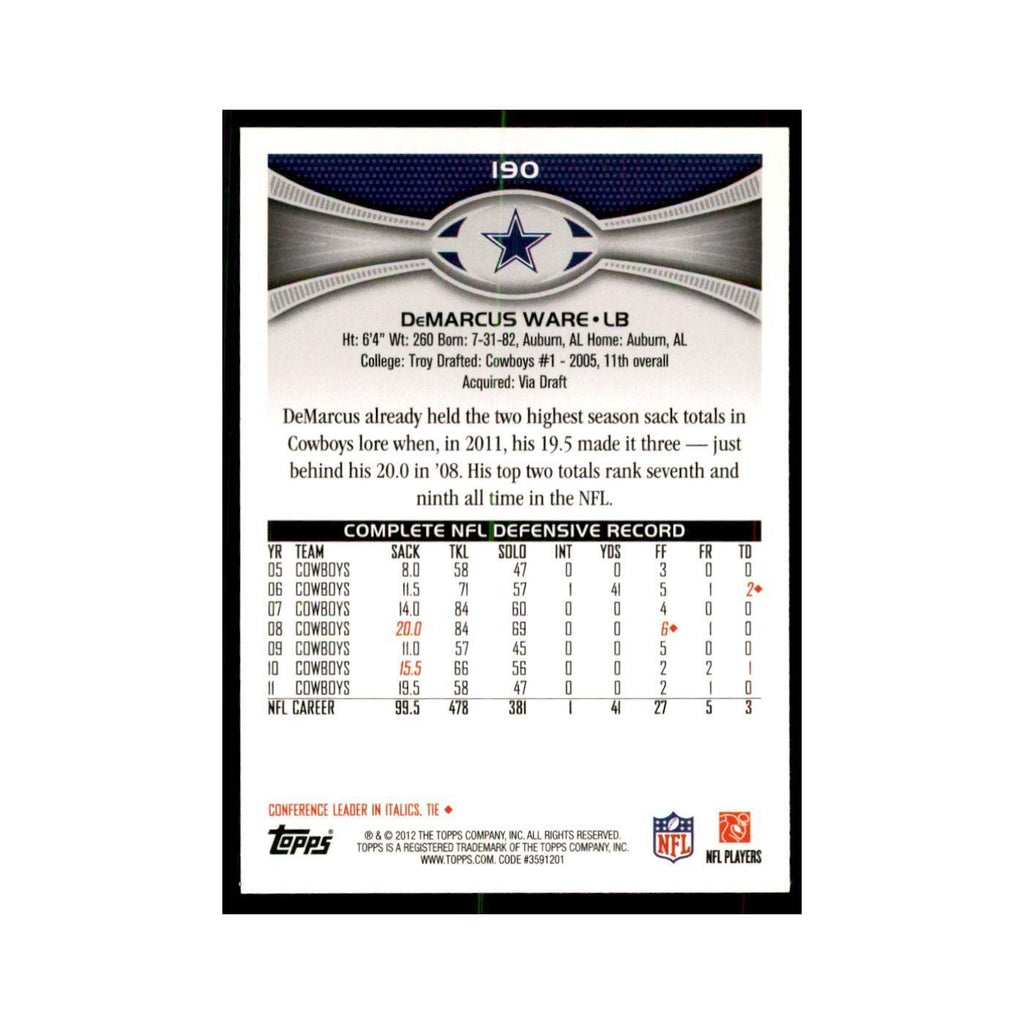 2012 Topps DeMarcus Ware Football Cards #190