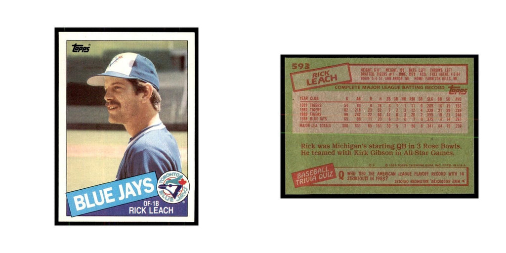 1985 Topps Rick Leach Blue Jays #593