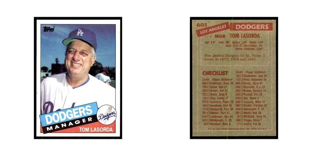 1985 Topps Tommy Lasorda Dodgers #601