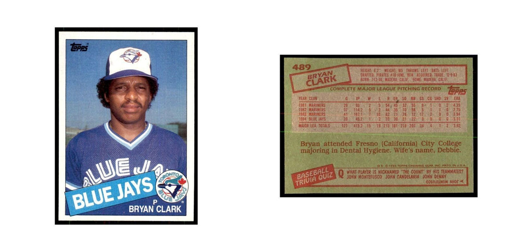 1985 Topps Bryan Clark Blue Jays #489