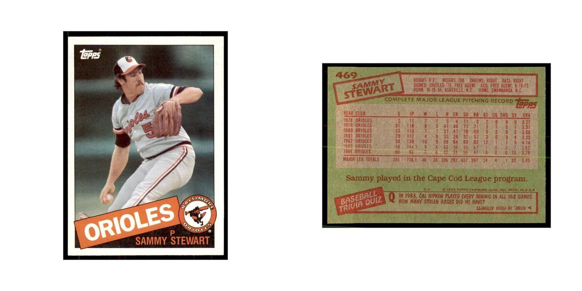 1985 Topps Sammy Stewart Orioles #469