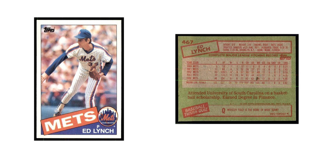 1985 Topps Ed Lynch Mets #467