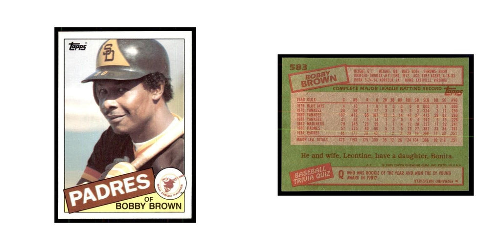 1985 Topps Bobby Brown Padres #583