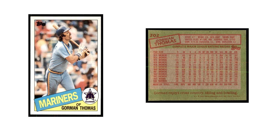 1985 Topps Gorman Thomas Mariners #202