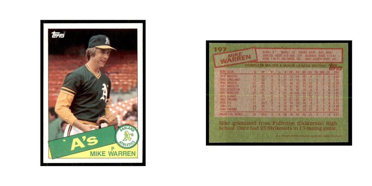 1985 Topps Mike Warren Athletics #197
