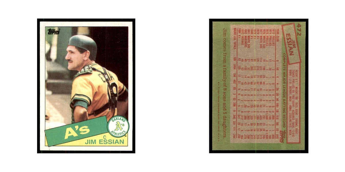 1985 Topps Jim Essian Athletics #472