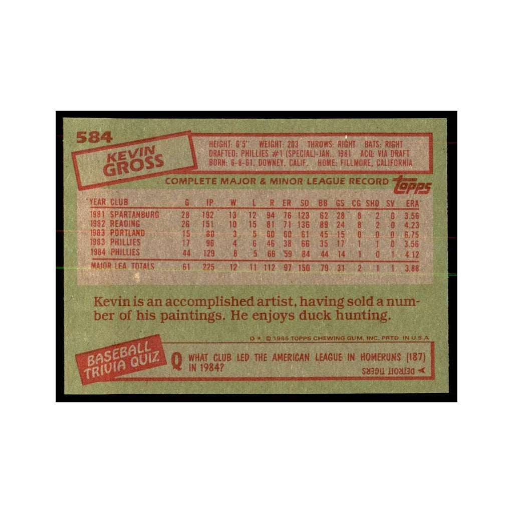 1985 Topps Kevin Gross Phillies #584