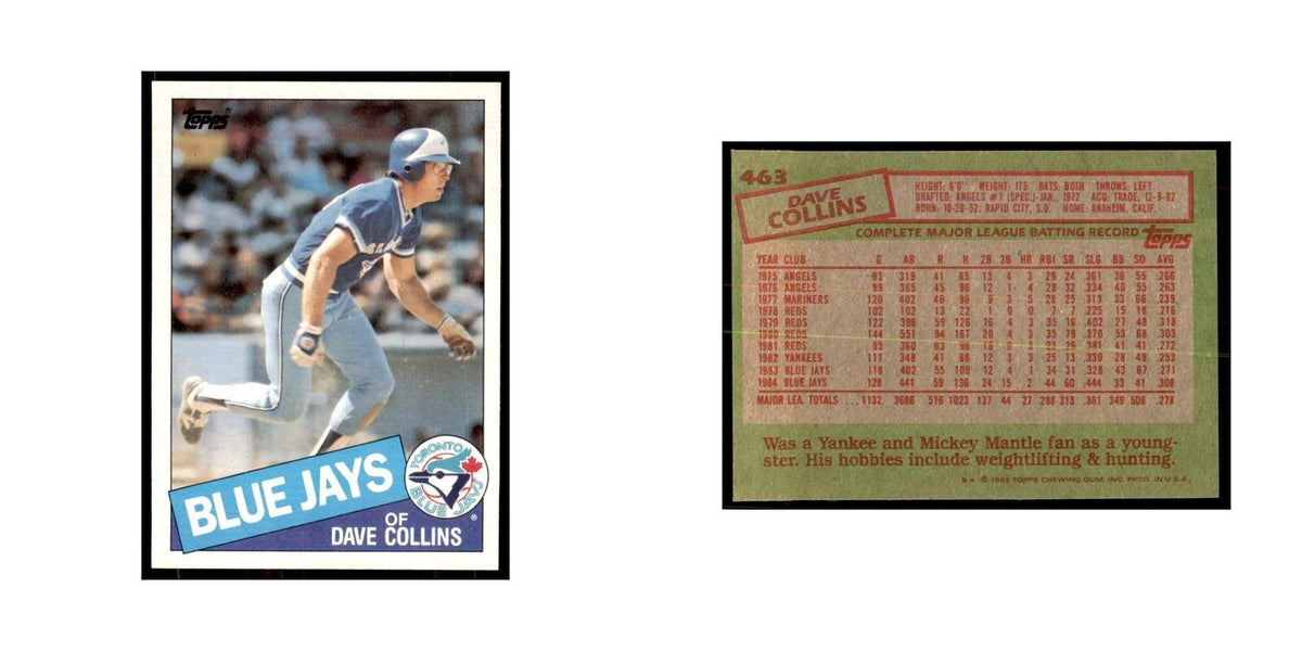 1985 Topps Dave Collins Blue Jays #463