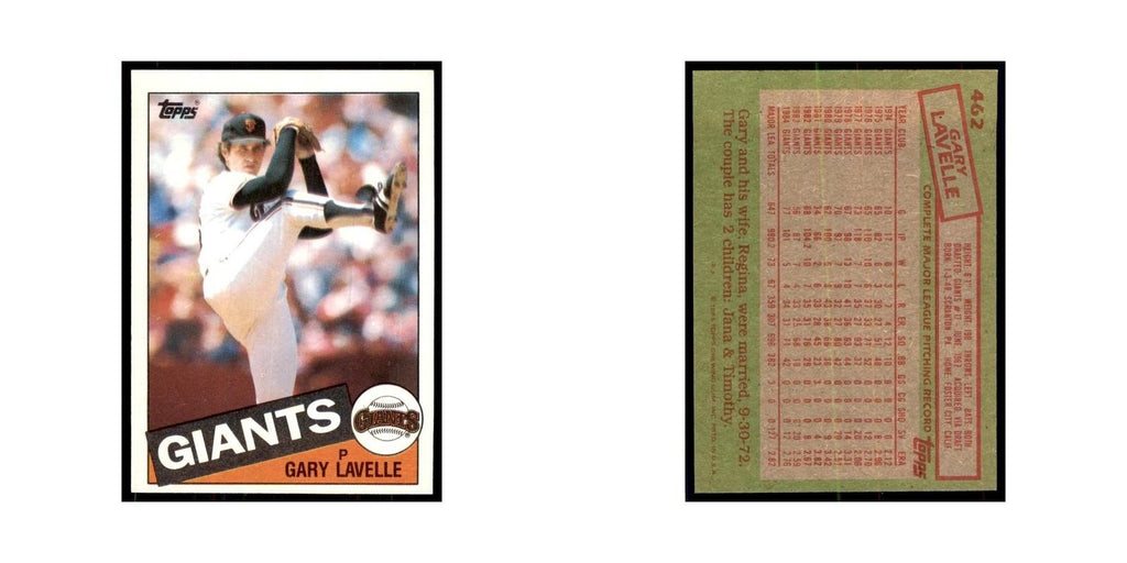 1985 Topps Gary Lavelle Giants #462