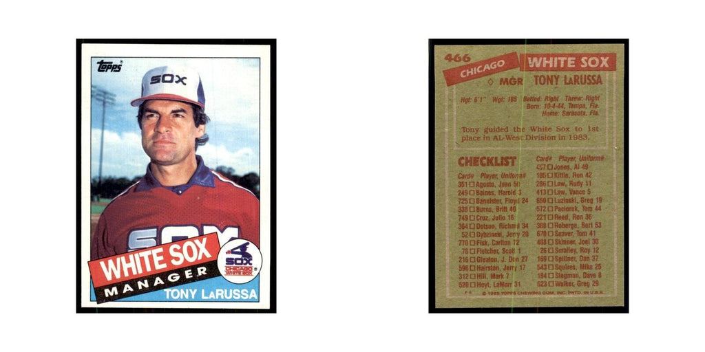 1985 Topps Tony LaRussa White Sox #466
