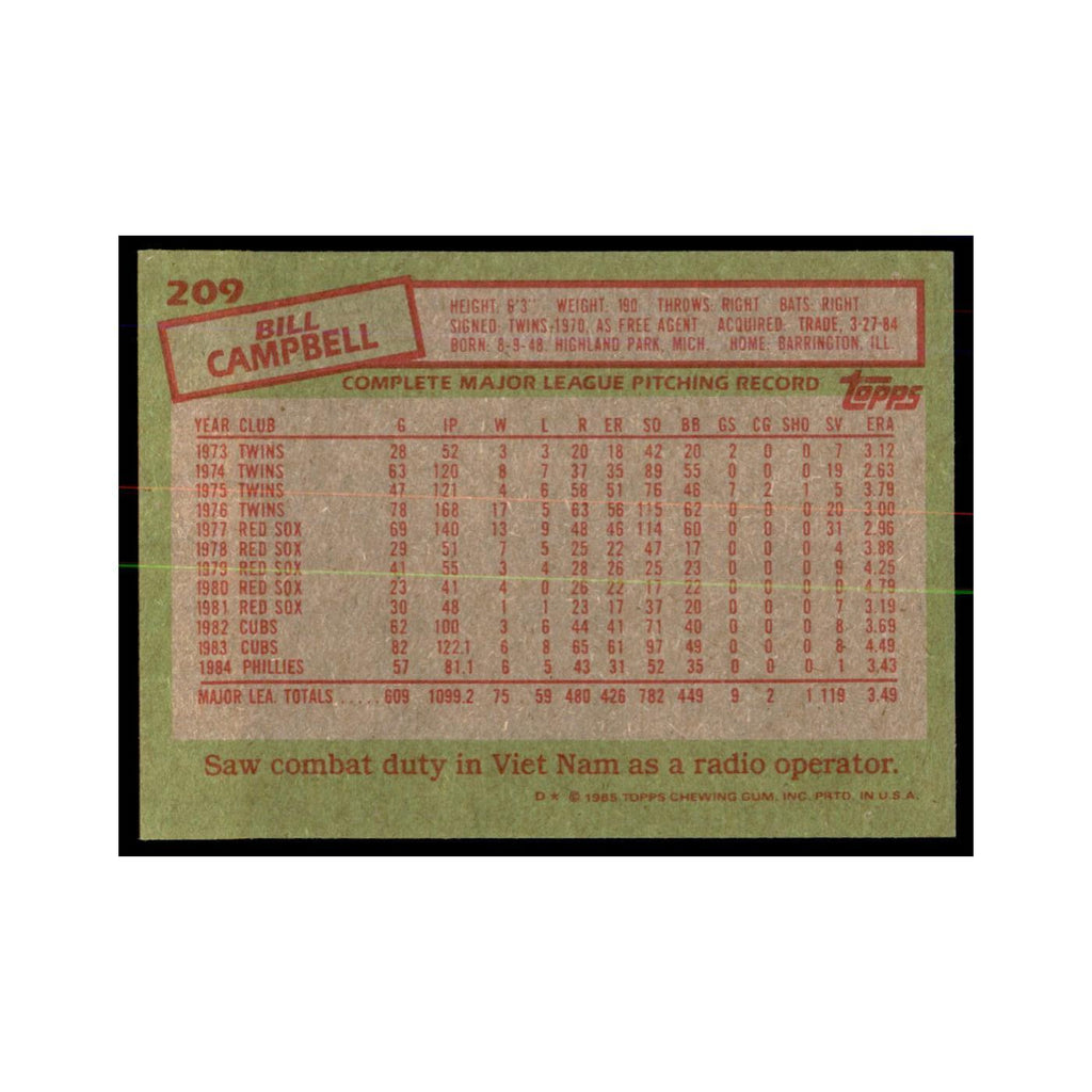 1985 Topps Bill Campbell Phillies #209