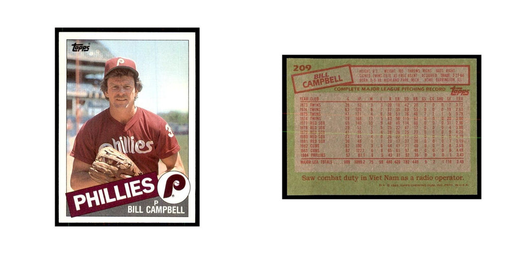 1985 Topps Bill Campbell Phillies #209