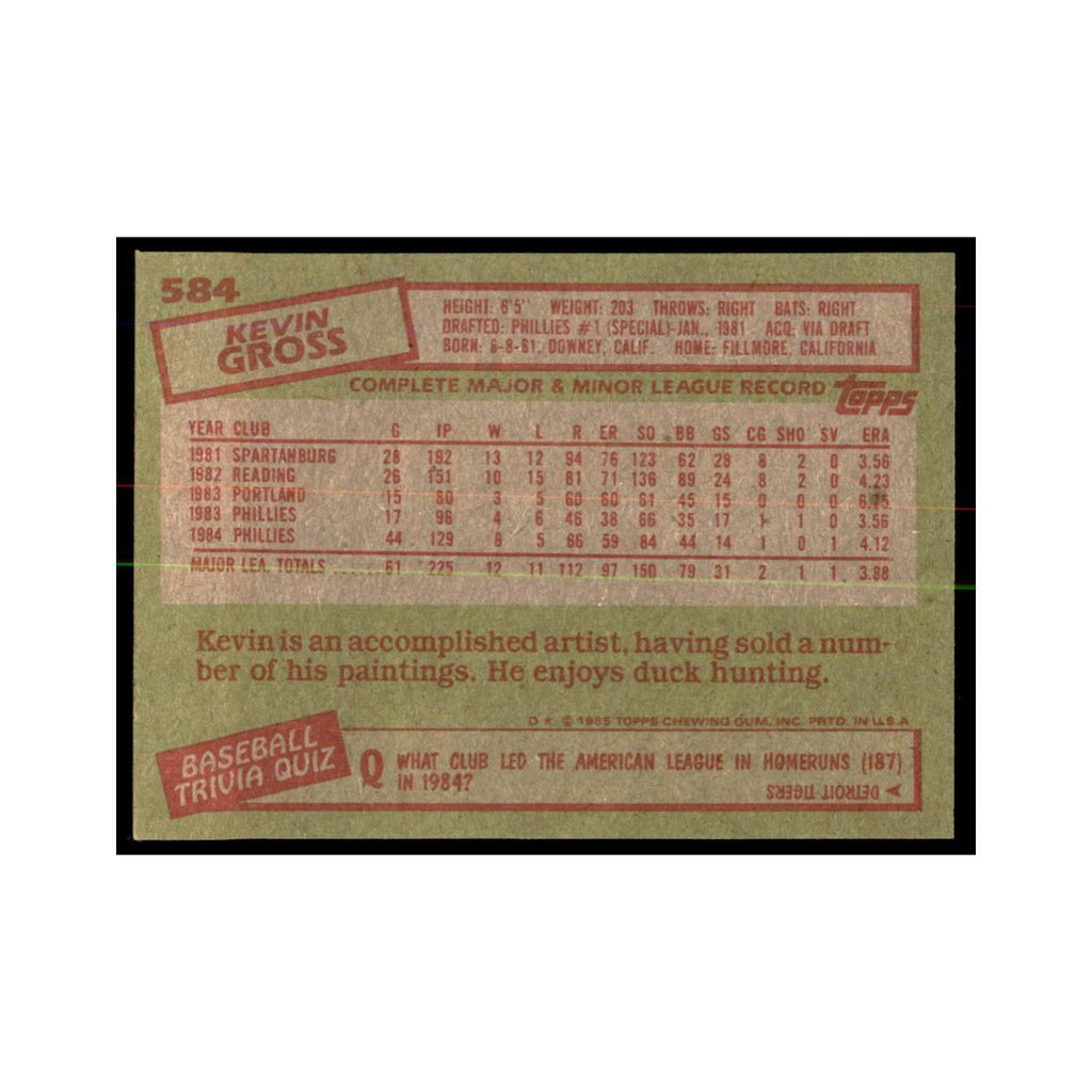 1985 Topps Kevin Gross Phillies #584