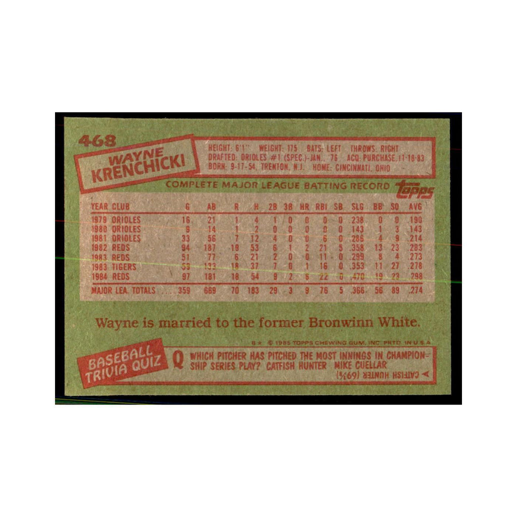 1985 Topps Wayne Krenchicki Reds #468