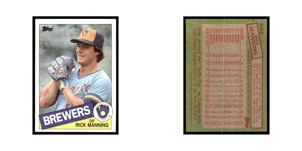 1985 Topps Rick Manning Brewers #603