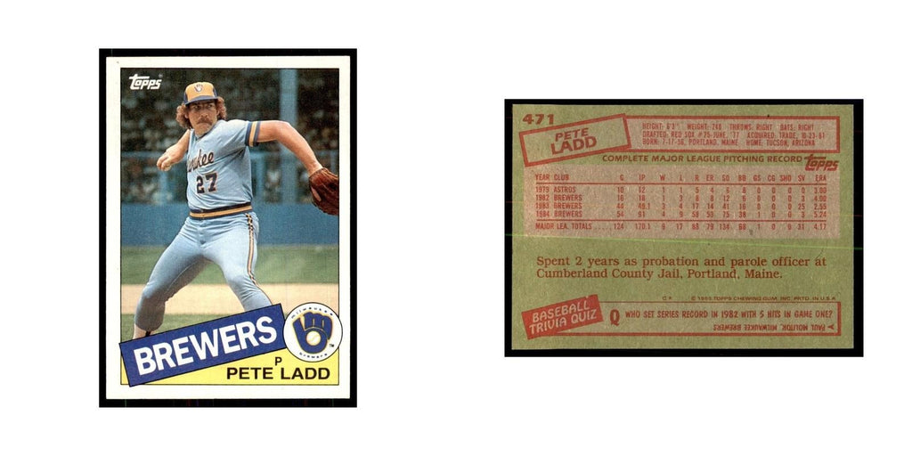 1985 Topps Pete Ladd Brewers #471