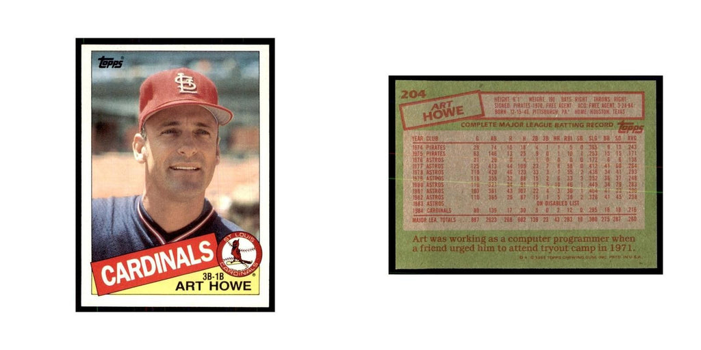 1985 Topps Art Howe Cardinals #204