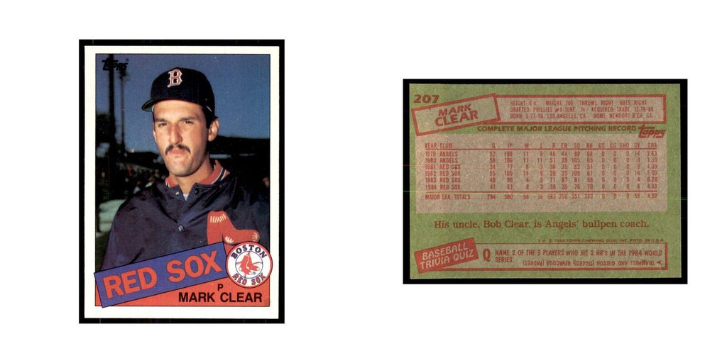 1985 Topps Mark Clear Red Sox #207