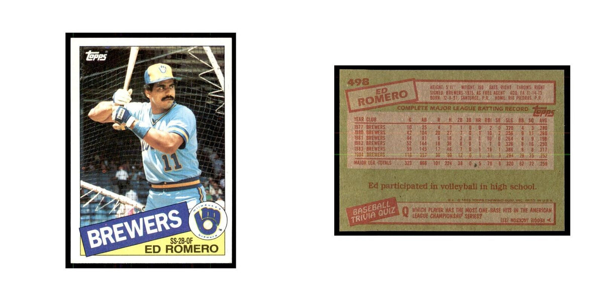 1985 Topps Ed Romero Brewers #498