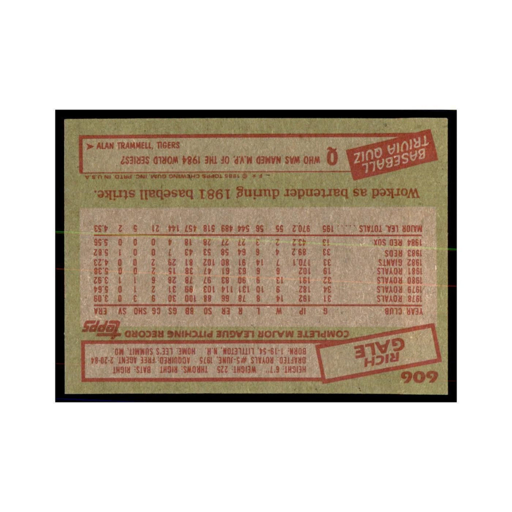 1985 Topps Rich Gale Red Sox #606